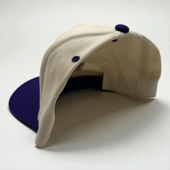 Lamar Action Jackson Embroidered Trucker Hat | Cream & Purple Snapback - Picture 4 of 4